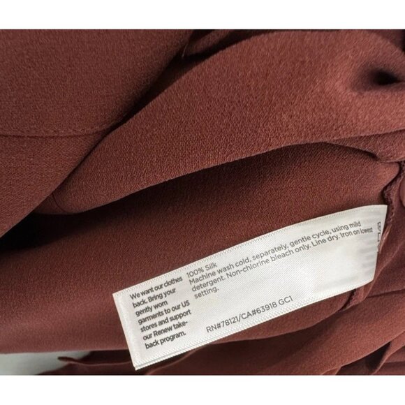 Eileen Fisher Small Redwood Silk Georgette Crepe Classic Collar Shirt NWT $278 - Picture 7 of 13